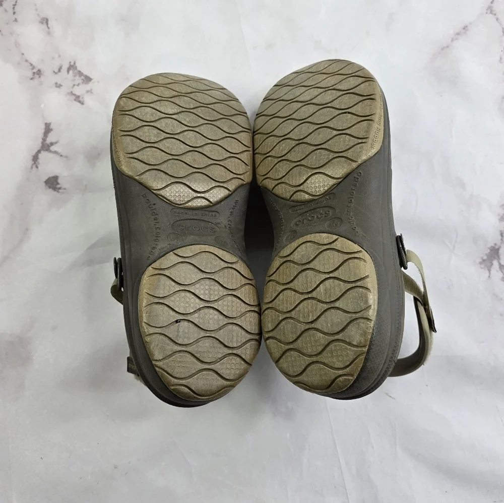 Crocs Sandal Womens 11 Mens Size 9 Brown All Terrain Shoe Sport Adjustable
